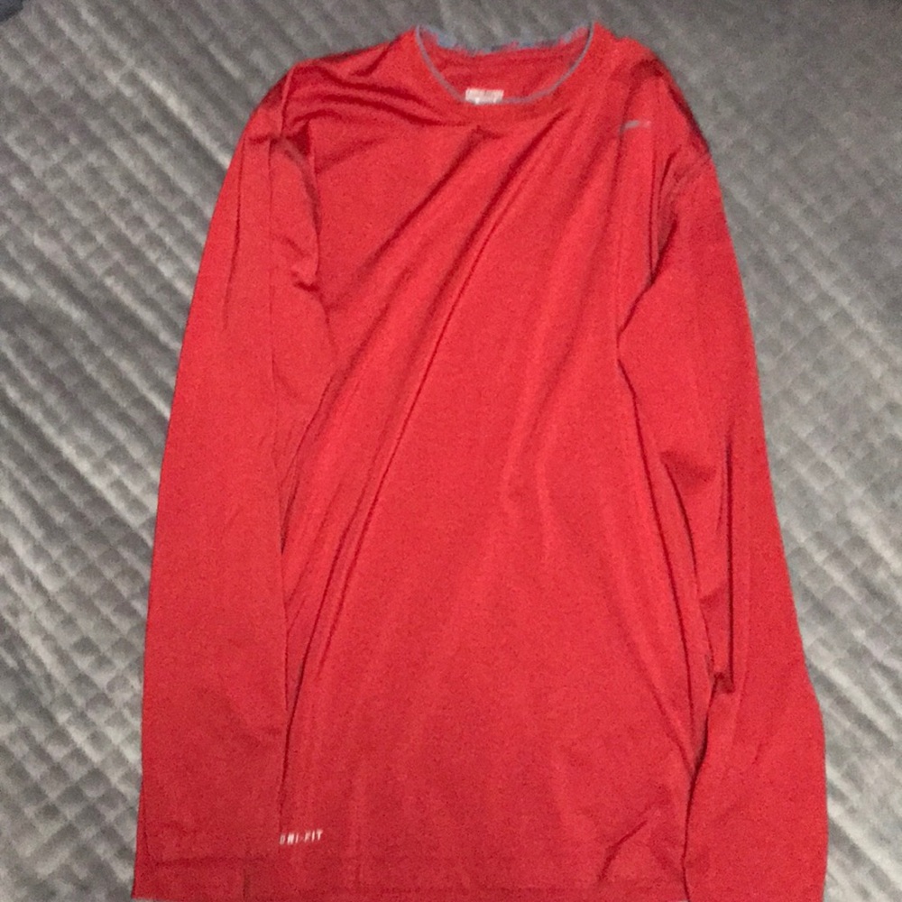 Red Nike Pro Dri-Fit Athletic Long Sleeve Shirt